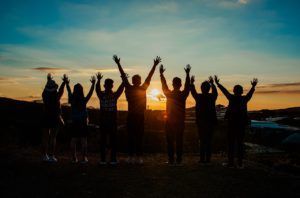 friends, sunrise, young